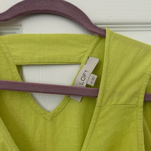 Loft Linen Lime Green Sleeveless Women's Top - Picture 3 of 3